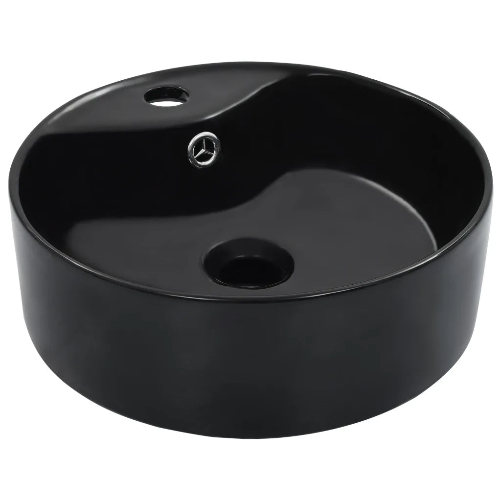 Lavandino con Troppopieno 36x13 cm in Ceramica Nero cod mxl 50701
