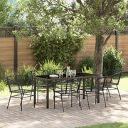 Set da Pranzo da Giardino in 7 Pezzi in Rattan Nero