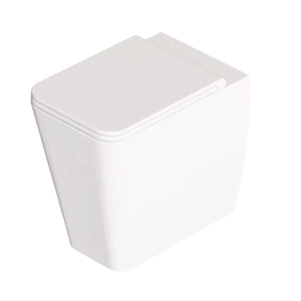 Coppia Di Sanitari Alice Ceramica Da Terra Filo Muro Senza Brida Bianco Lucido "Hide Square"