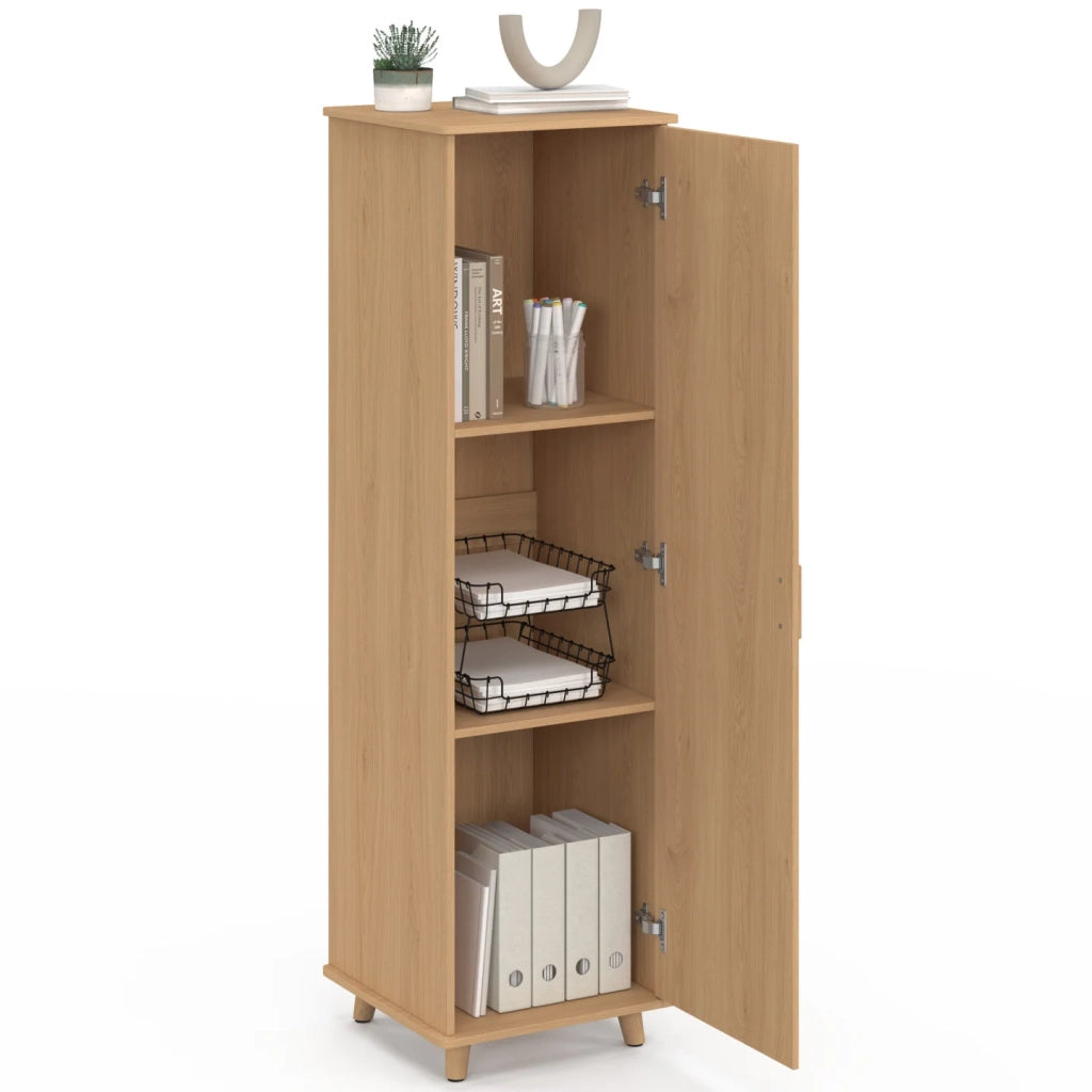 IDMarket - Mobile contenitore JULIETTE a 1 anta e 3 ripiani in rovere effetto doghe