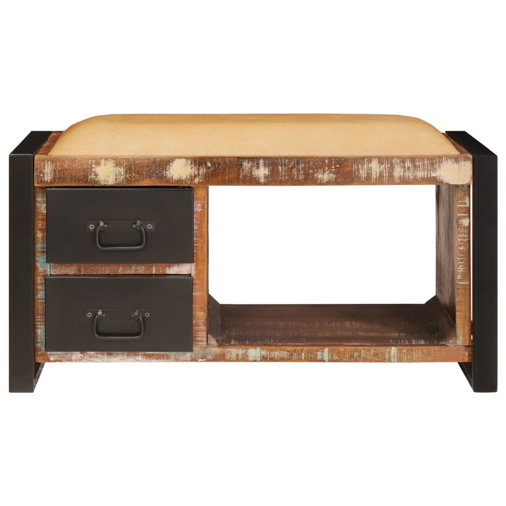 Panchina da archiviazione Multicolore 80x35x40 cm Legno solido di recupero