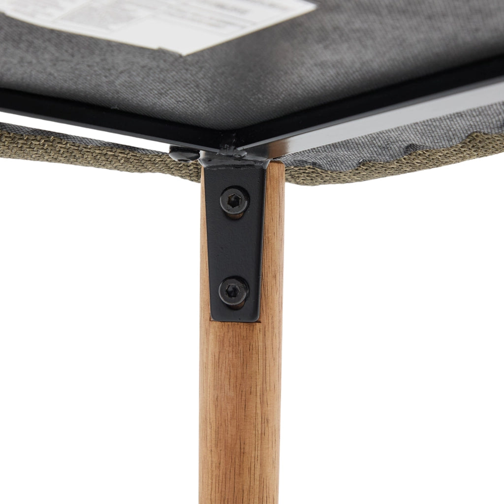 Sgabello da bar set da 2 con schienale alto e braccioli in lino verde e gambe in legno per cucina con poggiapiedi