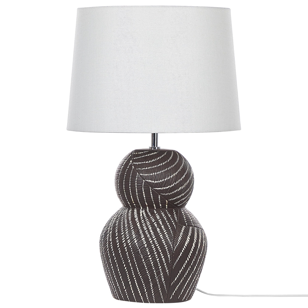 Lampada da tavolo Base in ceramica nera 63 cm Paralume in tessuto bianco Lampada da comodino classica