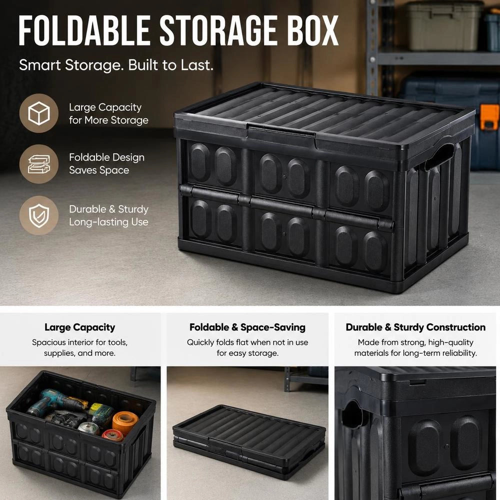 Set Of 3 45L Professional Folding Boxes Made Of PP, Transport Boxes With Lids, Foldable Storage Boxes With Handles, Stackable Crates, Storage Boxes, Folding Boxes, Stackable Boxes For Storage & Transport