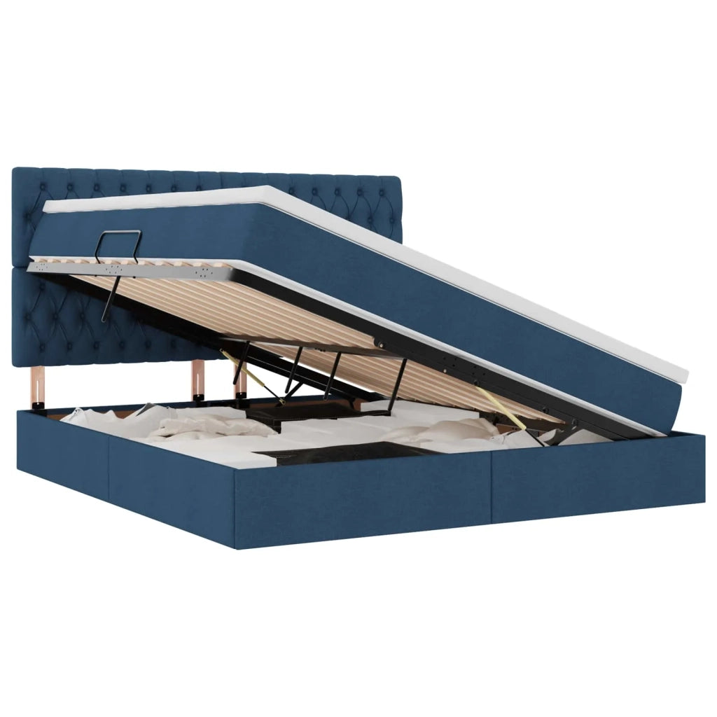 Letto con contenitore e LED con led Blu 160 x 200 cm Poliestere