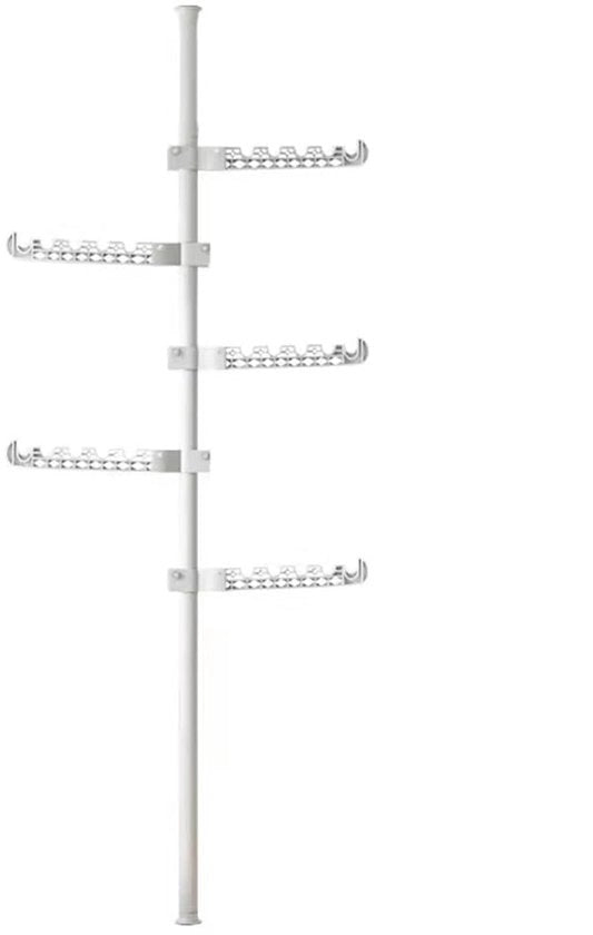 Droogrek 5 laconi, a regolabile dal pavimento al soffitto, con staffa di tendaggio, organizzatore di stoccaggio per l'appendi abiti, sciarpe, cappelli e borse