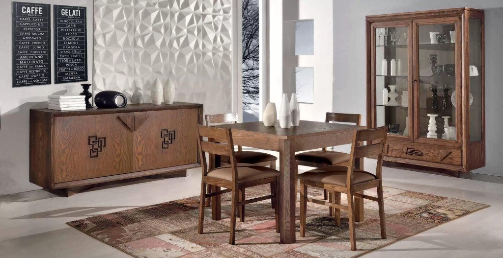 Credenza in frassino 2 porte finitura tabacco poro aperto con zoccolo l.180 p.50 h.85 - Mobili 2G