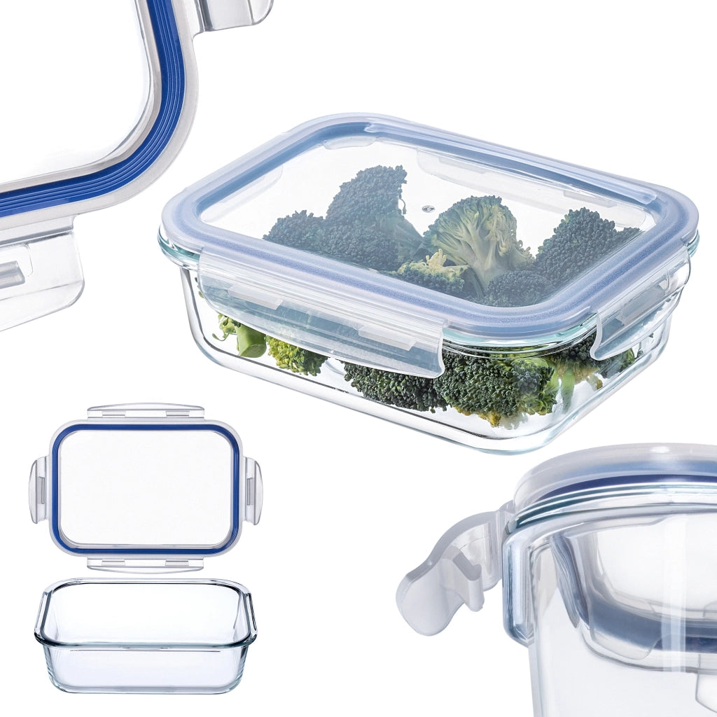 Contenitore per alimenti in vetro KADAX da 1040 ml con coperchio, ideale per il pranzo.