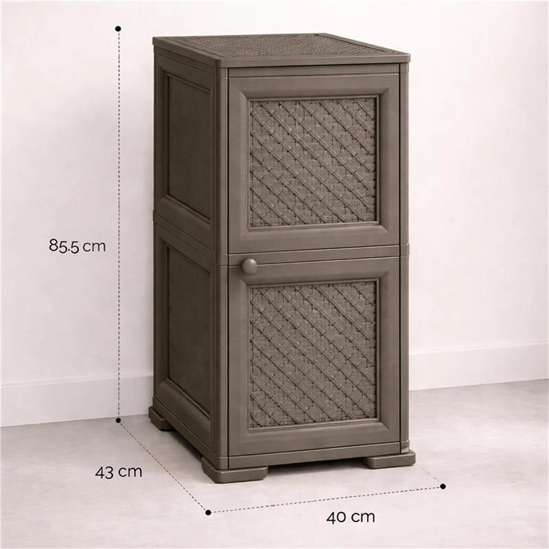 MOBILE ORGANIZZAZIONE CASA 2 MODULI WENGÉ 40X43X85,5 CM CON ANTA TRAFORATA – MOBILE CONTENITORE PER ORDINE E RIORDINO DEGLI SPAZI