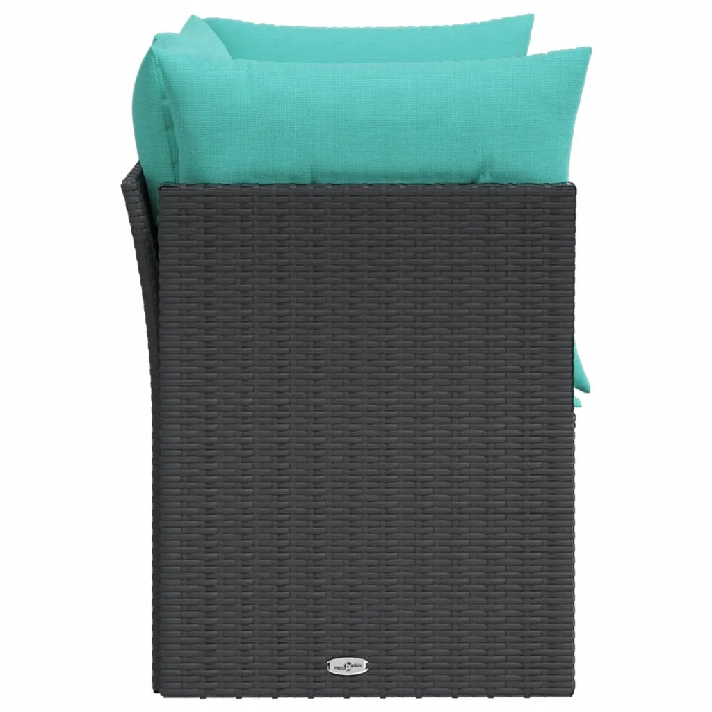 Divano da Giardino con Cuscini a 2 Posti Nero in Polyrattan 366025