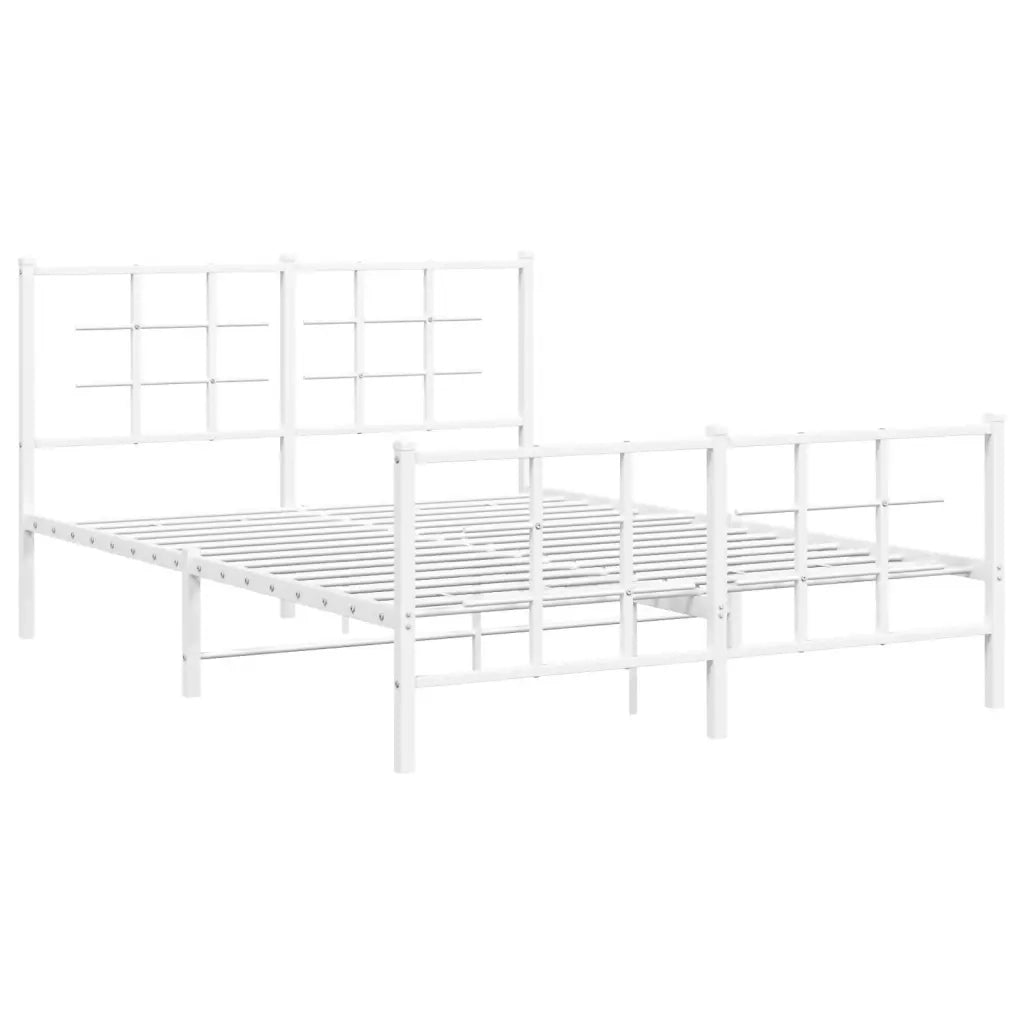 Giroletto con Testiera e Pediera-Struttura Letto Metallo Bianco 140x190 cm 766459