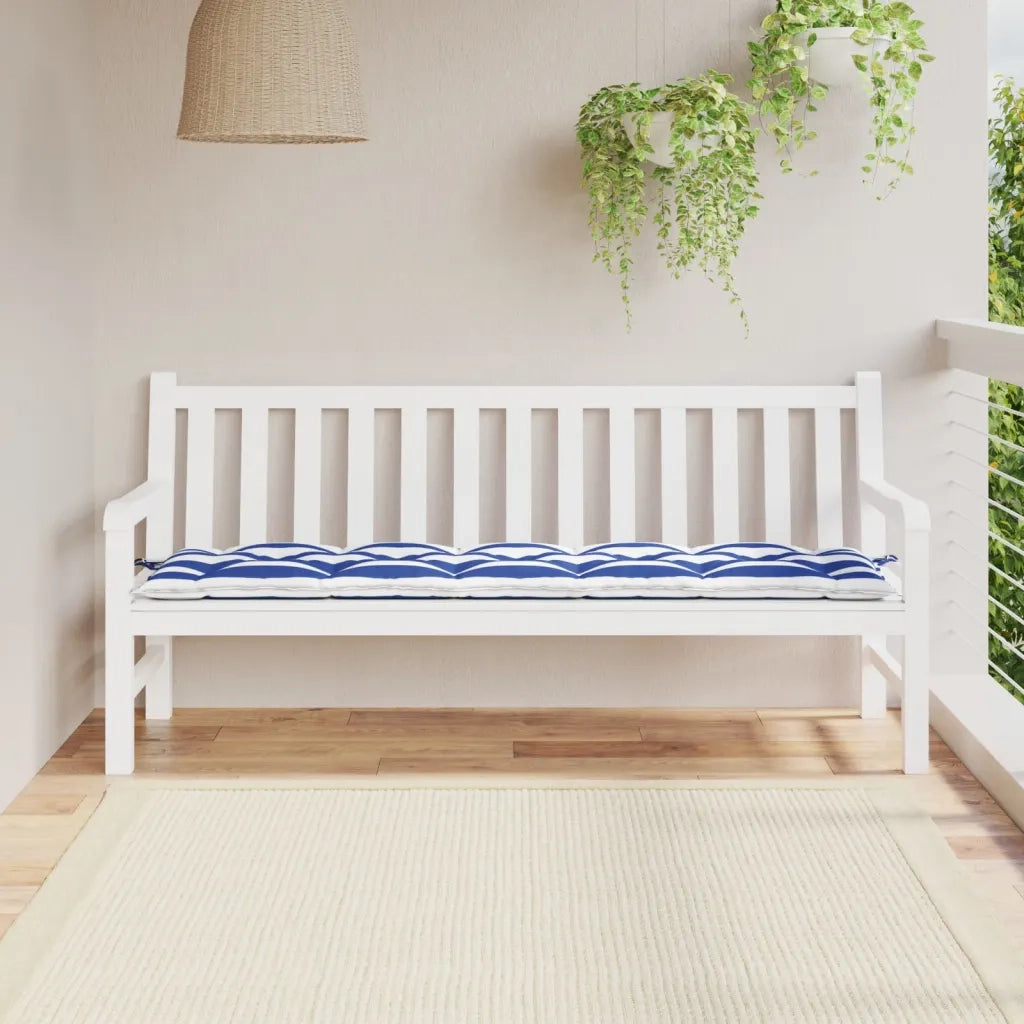 Cuscino per Panca Bianco e Blu 180x50x7 cm in Tessuto Oxford 361633