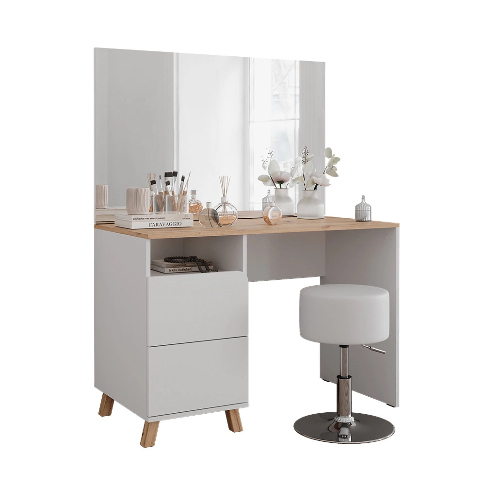 Vicco Tavolo da toeletta Bianco/Artisan 110 cm con sgabello