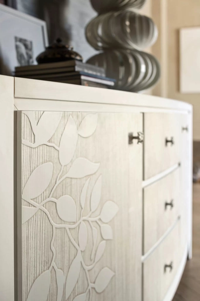 Madia credenza decoro in legno massello 2 porte naturale l.180 p.56 h.90 - Mobili 2G