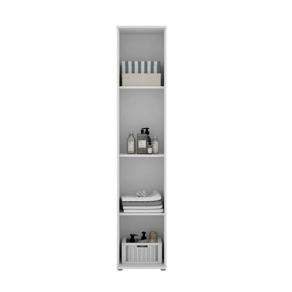 Armadio multiuso Arrow, Mobile multifunzione portascope, Armadio alto multiuso a 1 anta, 39x35h190 cm, Bianco