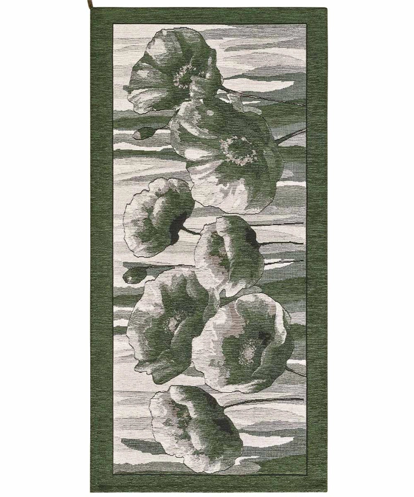 Tappeto AMSTERDAM VERDE moderno floreale tulipani, passatoia cucina multiuso lavabile antiscivolo cm.55x115