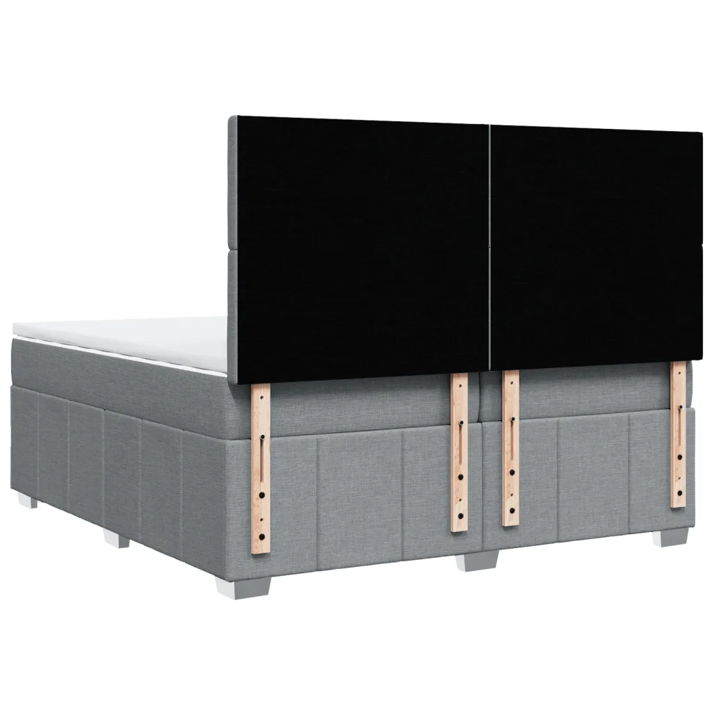Giroletto a Molle con Materasso Grigio Chiaro 200x200cm Tessuto
