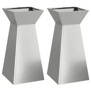2 pz Fioriere | Cassetta per fiori | Vaso a Pilastro Argento 35 x 35 x 73 cm