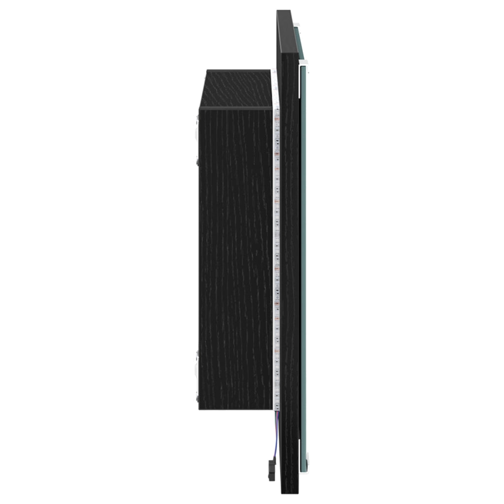 Specchio da bagno LED Rovere Nero 40x8.5x37 cm Legno ingegnerizzato