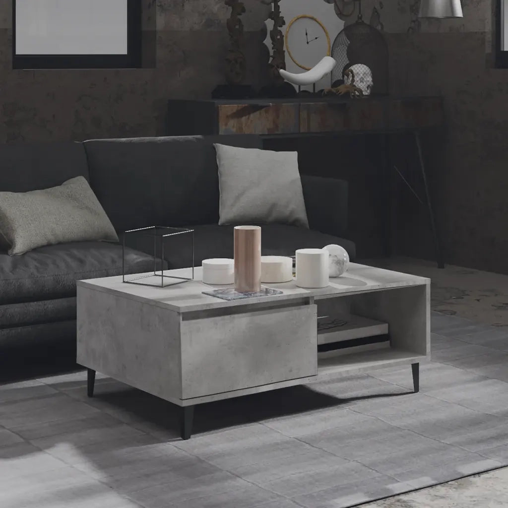 Tavolino da Salotto Grigio Cemento 90x60x35cm Legno Multistrato 806008