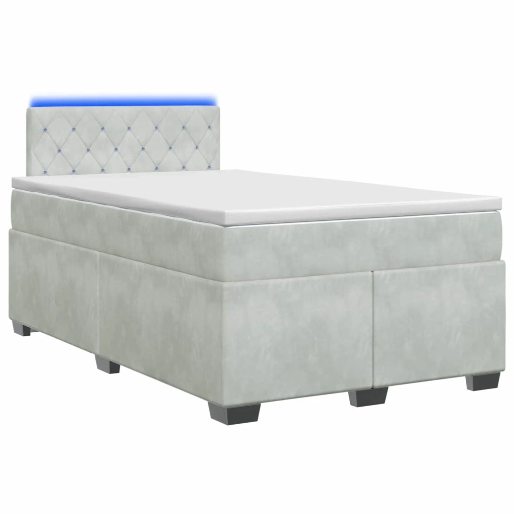 Letto con Box Spring, Materasso e LED Grigio Chiaro Velluto 3452150