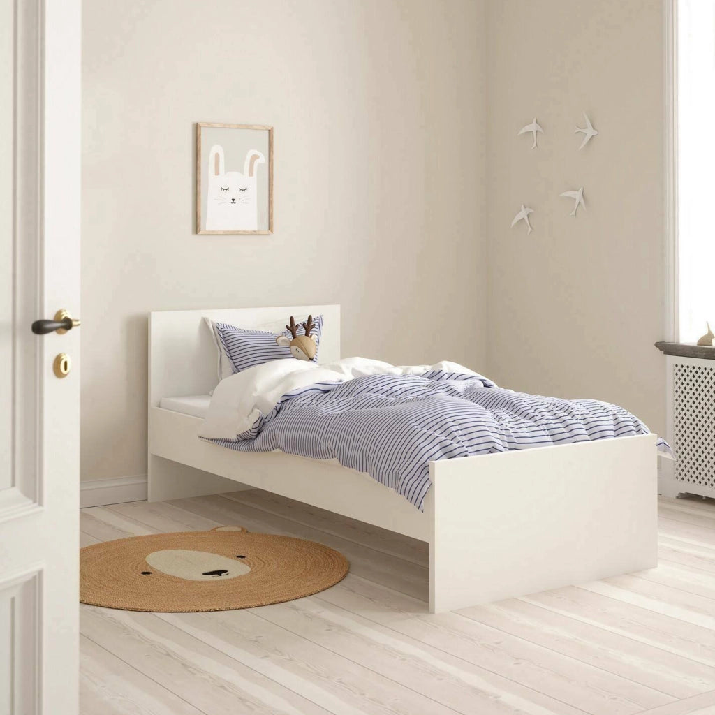 Letto singolo Assar, Sommier per camera da letto, Giroletto per stanza, Struttura porta materasso, 197x96 h80 cm, Bianco
