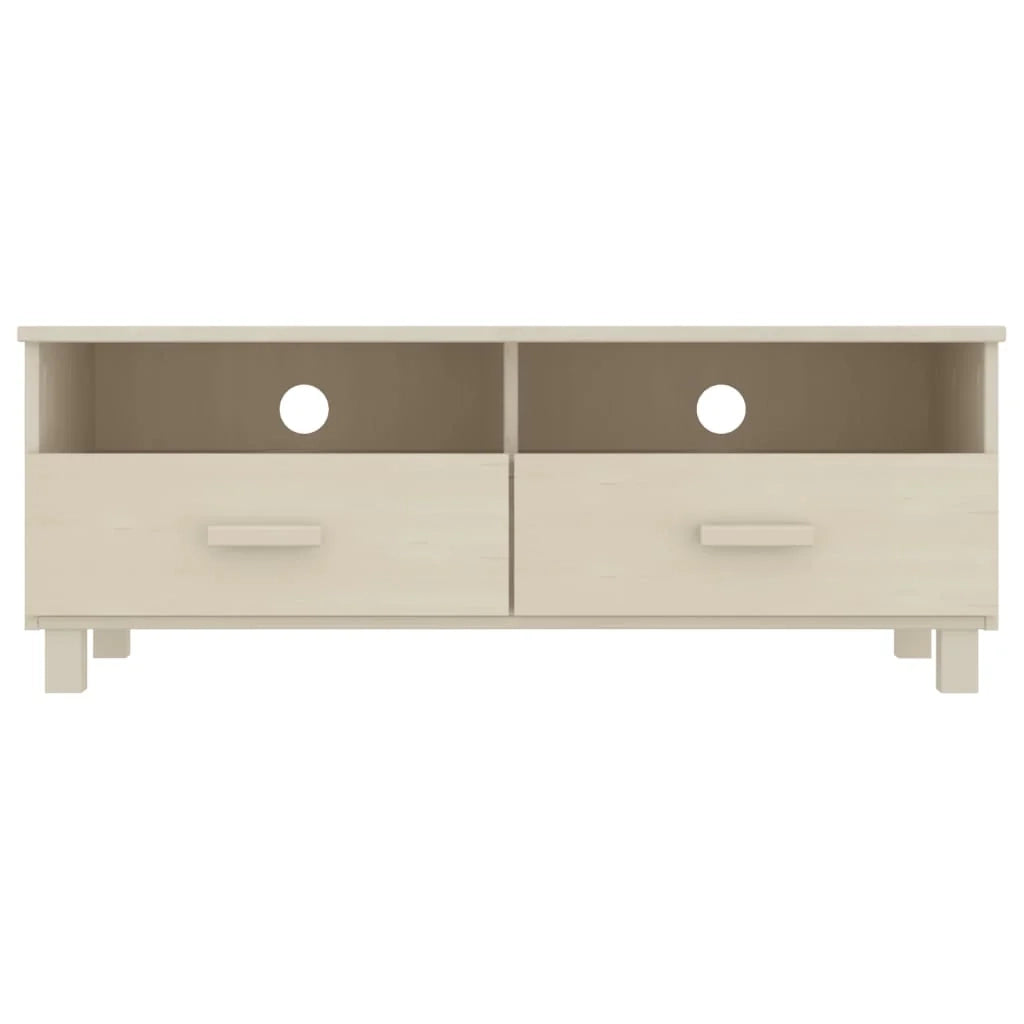 Mobile TV multimediale mensola TV credenza TV sala da pranzo soggiorno camera da letto color miele 106 x 40 x 40 cm legno massello di pino marrone 02_0027635