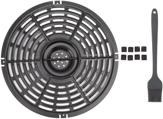 Pentola Grill a Fiamma Rondo di Ricambio - Acciaio Inossidabile - Non Aderente - Inclusa Spazzola per Olio - Adatta per Barbecue - Sicura per l'Alimentazione 22cm - Frittiera