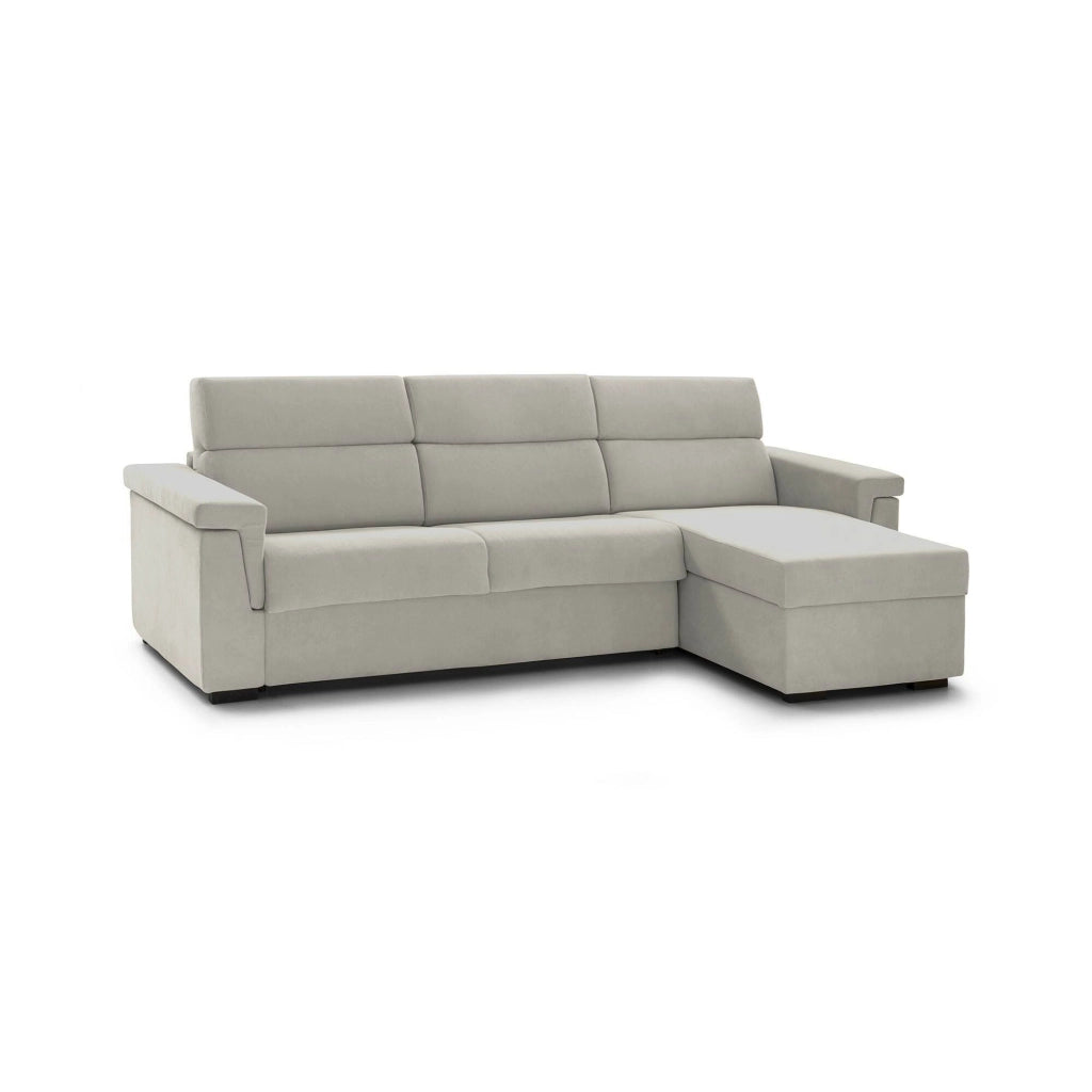 Cintano, Divano Fisso con Penisola Sfoderabile Made in Italy, 285x160 cm Beige