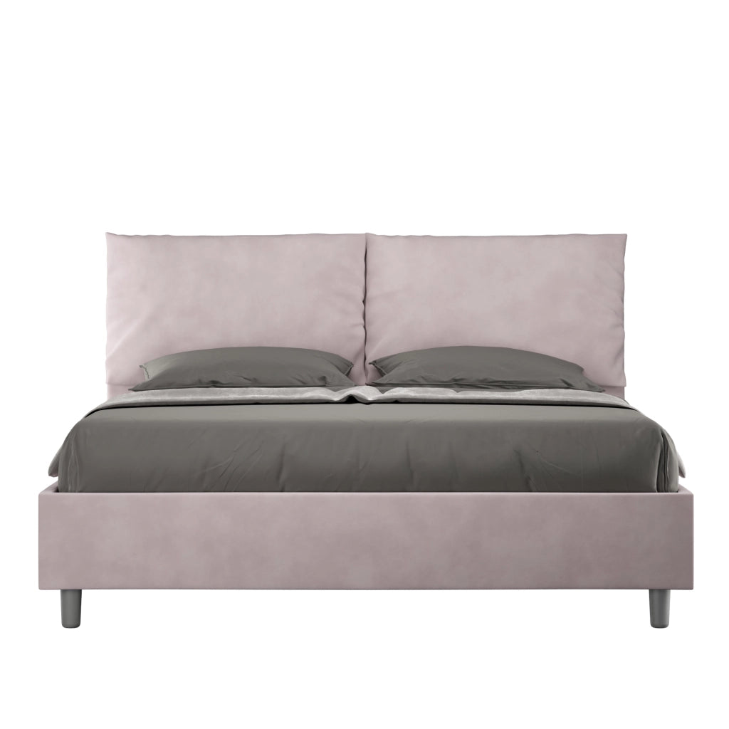 Letto Matrimoniale 160x200 cm con Rete e Contenitore Giroletto con Alzata Comoda Imbottito in Microfibra Antea Glicine