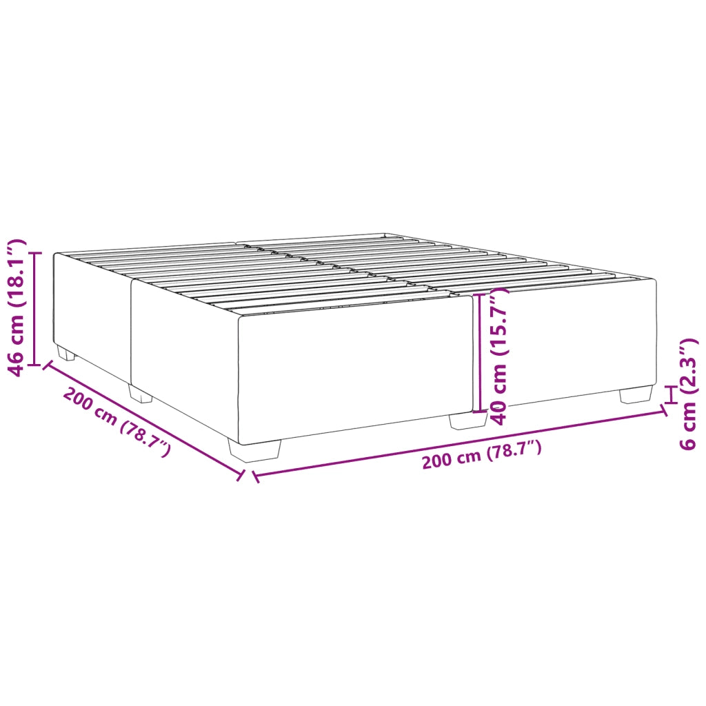 vidaXL Giroletto senza Materasso Grigio Scuro 200x200 cm Velluto