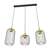 Lampada sospensione industriale nero-oro 3xE27 Emibig Vander