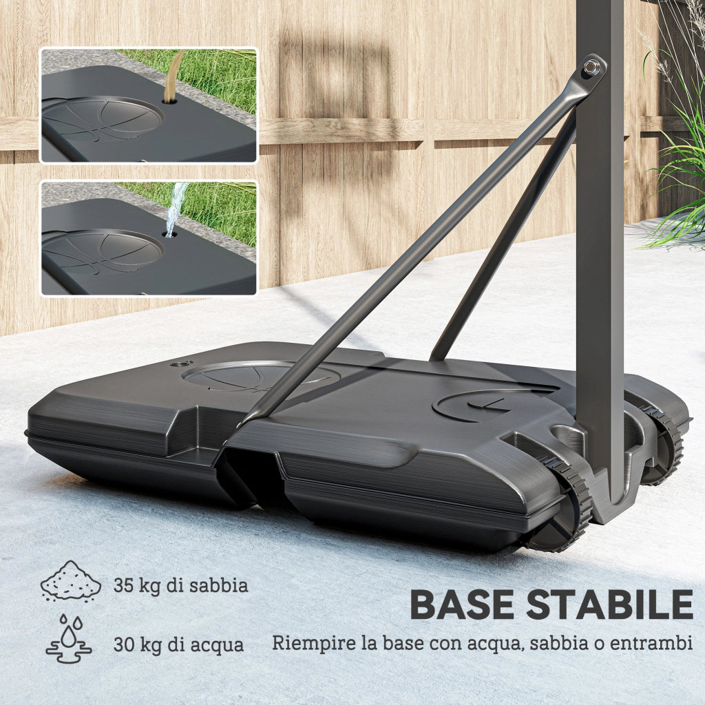 Canestro Basket Regolabile con Ruote ¨C Xylo ¨C 146-236 cm Base Riempibile Nero