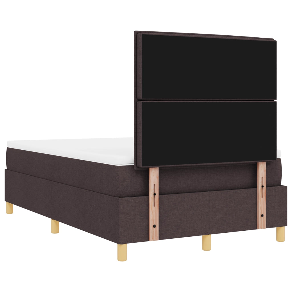 Letto con Box Spring e Materasso Marrone Scuro Matrimoniale in Tessuto