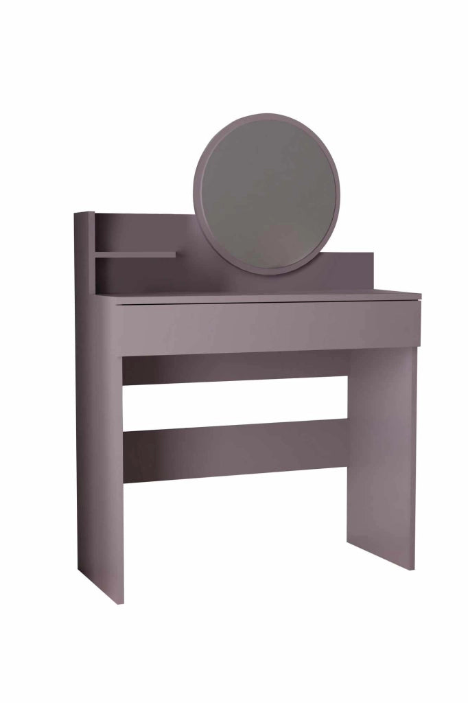 Comodino "Harmony Mini Round" con specchio in legno - 90 x 40 x 133 cm - Viola