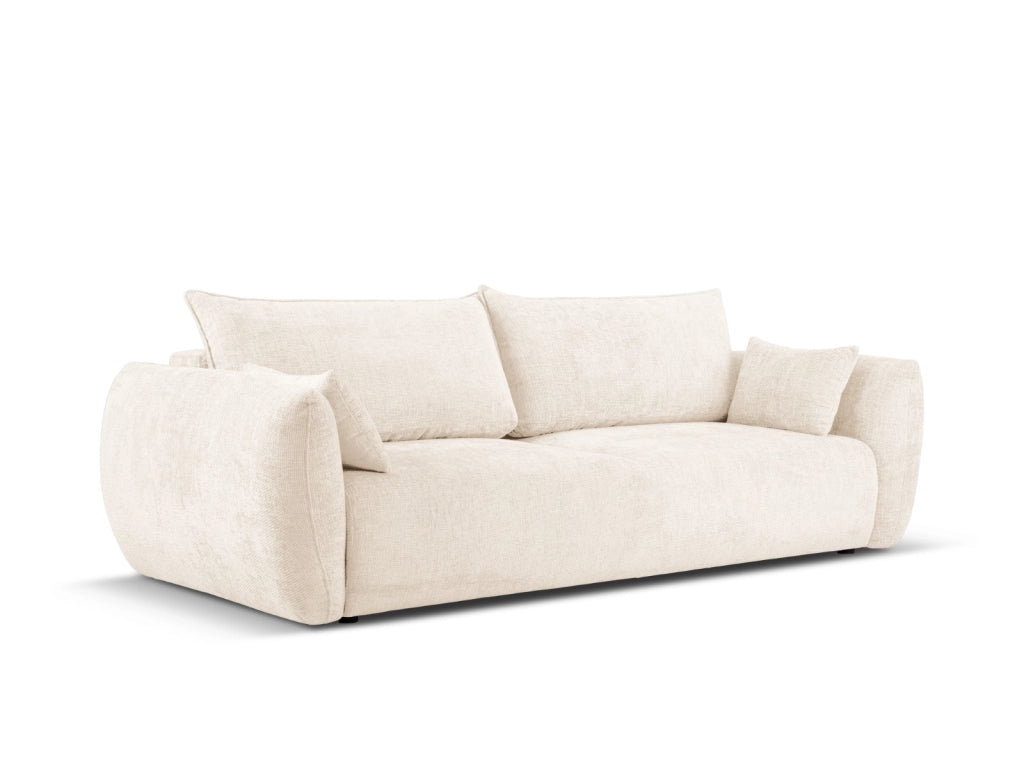 Cosmopolitan Design - Divano convertibile con contenitore "Matera" 3 posti in ciniglia beige chiaro 