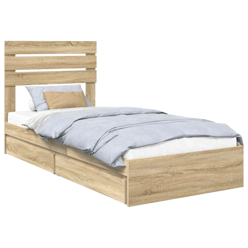Letto con Contenitore con testiera Rovere Sonoma 100 x 200 cm 3411590
