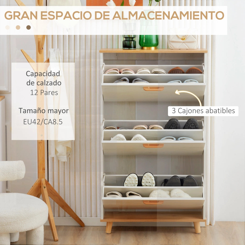 Scarpiera con 3 Ante ¨C zephmum ¨C Bianco 70x23,5x122 cm