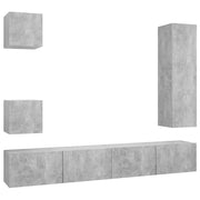 Set di mobili da 5 pezzi tra cui armadio credenza mobile TV televisore per soggiorno camera da letto salotto legno ingegnerizzato grigio 02_0024308