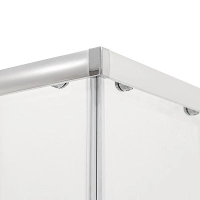 Box doccia 70x70 angolare doppio scorrevole con vetro temperato trasparente e profili cromo Geo