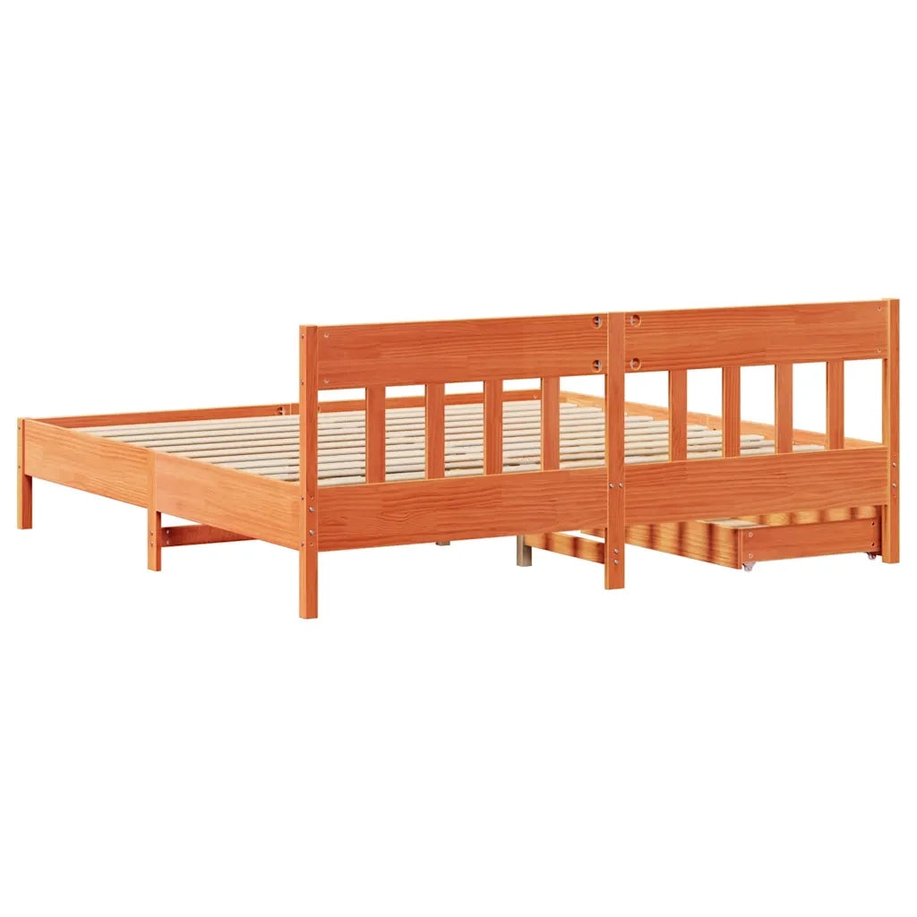 Letto senza Materasso Marrone Cera 180x200 cm in Legno di Pino