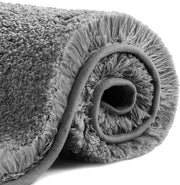 Pavimento antiscivolo, pavimento con microfibra pluiziosa, pavimento superassorbente, pavimento lavabile in lavatrice, pavimento veloce asciugatura - 60 x 90 cm (grigio scuro)