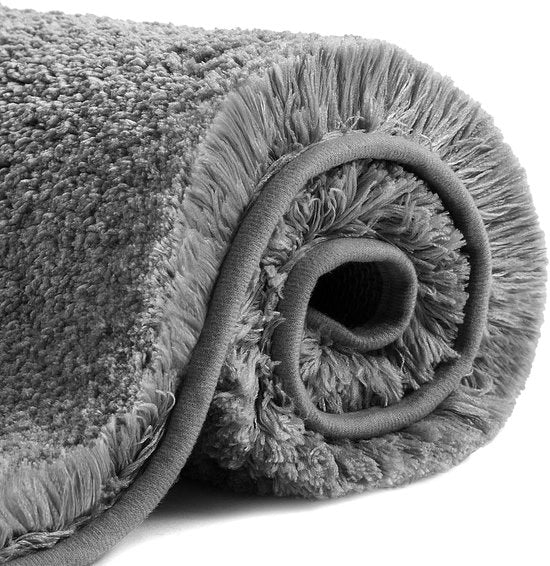 Pavimento antiscivolo, pavimento con microfibra pluiziosa, pavimento superassorbente, pavimento lavabile in lavatrice, pavimento veloce asciugatura - 60 x 90 cm (grigio scuro)
