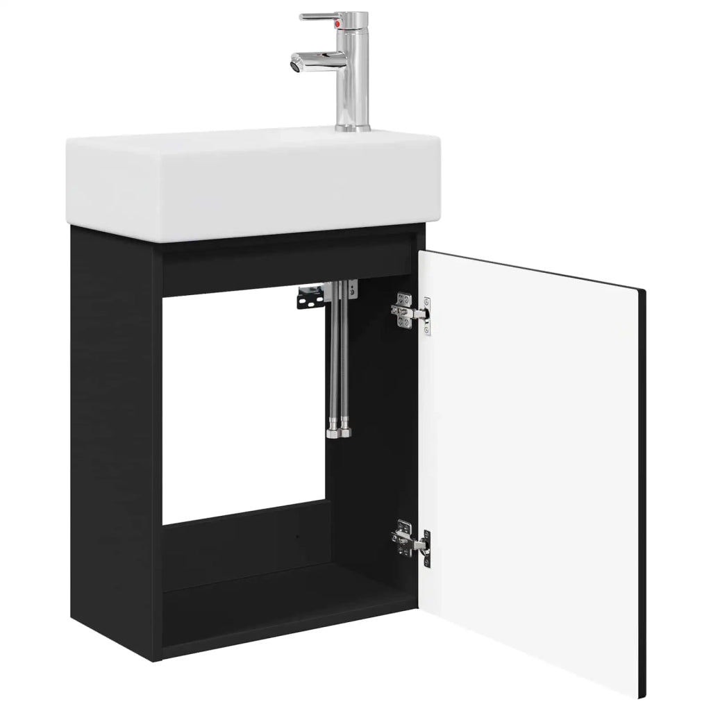 Mobile bagno con rubinetto Nero 45,5 x 22,5 x 84 cm