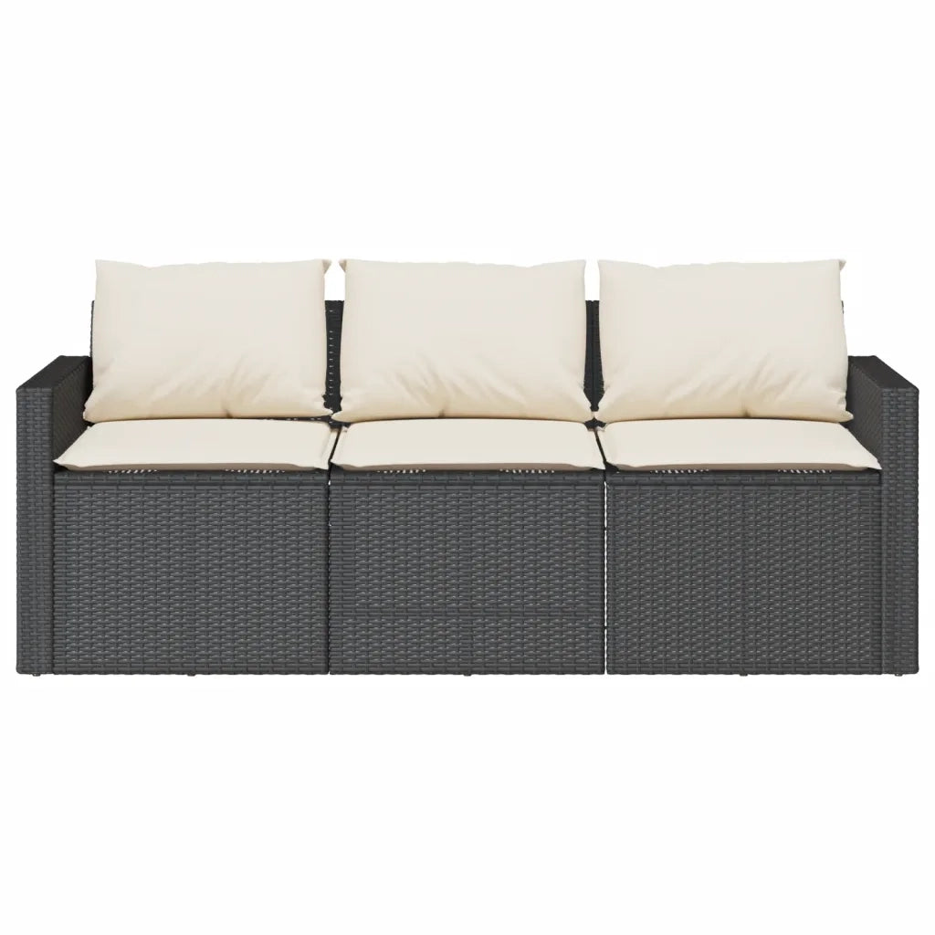 Set da Pranzo da Giardino 2 pz | Set Salotto da Giardino con Cuscini Nero in Polyrattan