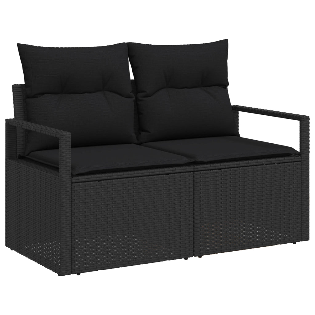 Set di Divani da Giardino  9 Pezzi con Cuscini Nero Polyrattan