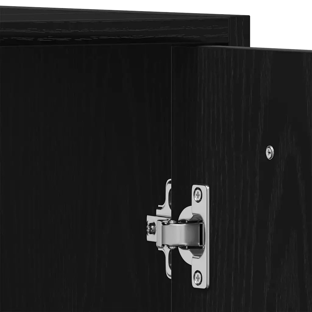 Mobile da Bagno con Specchio Rovere Nero in Legno Multistrato 862014