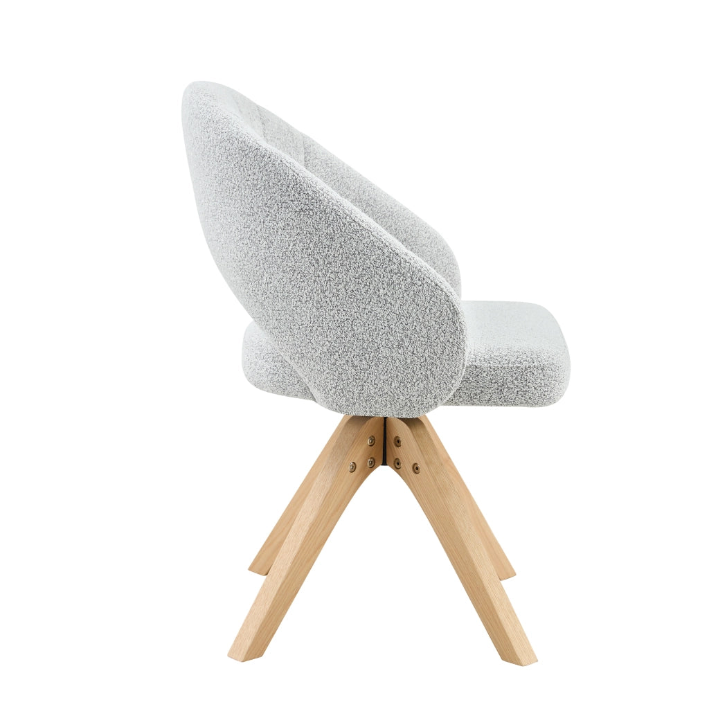 SEDIA Girevole 360° Set da 2 pezzi 84 cm Tessuto Grigio Chiaro e Legno Massello