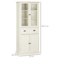 Mobile Dispensa a 5 Livelli con Cassetto Centrale in MDF e Truciolato, 76x40x182.5 cm, Bianco Crema
