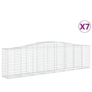 Cestini gabbioni recinzione a gabbia muro di contenimento ad arco 7 pezzi 400 x 50 x 100/120 cm ferro zincato argento 02_0041133